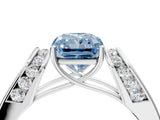 White gold Fancy Blue Radiant Cut Cut Diamond Channel Set Solitaire Ring with Four-Prong Setting_100