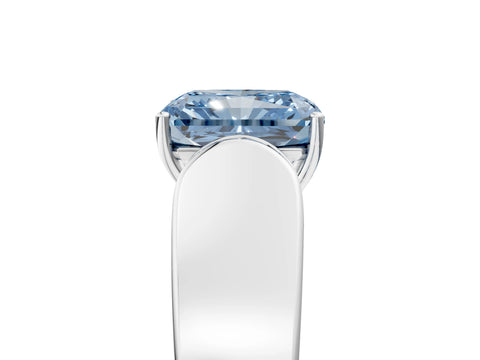 White gold Fancy Blue Radiant Cut Cut Diamond Channel Set Solitaire Ring with Four-Prong Setting_101