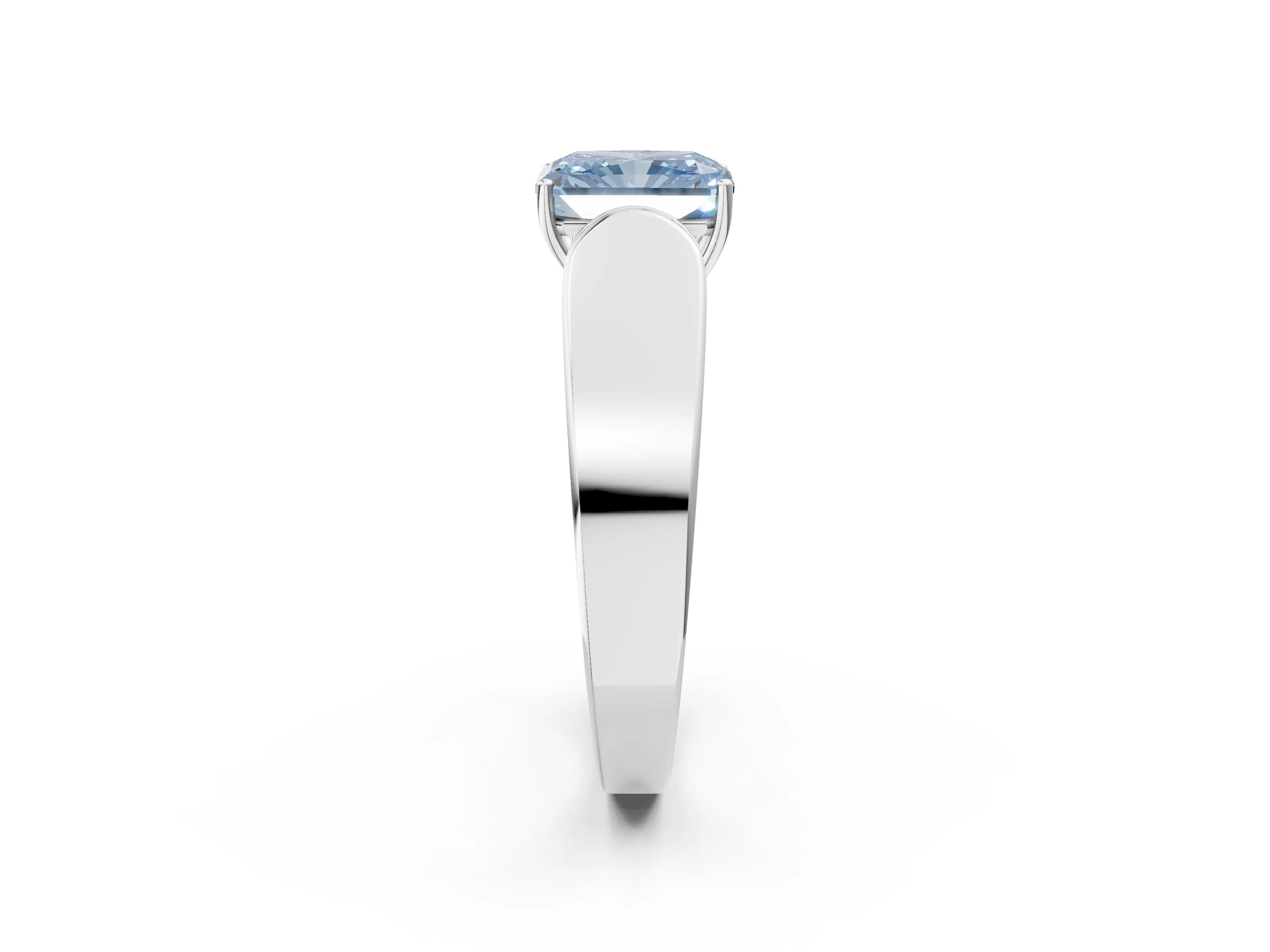 White gold Fancy Blue Radiant Cut Cut Diamond Channel Set Solitaire Ring with Four-Prong Setting_2