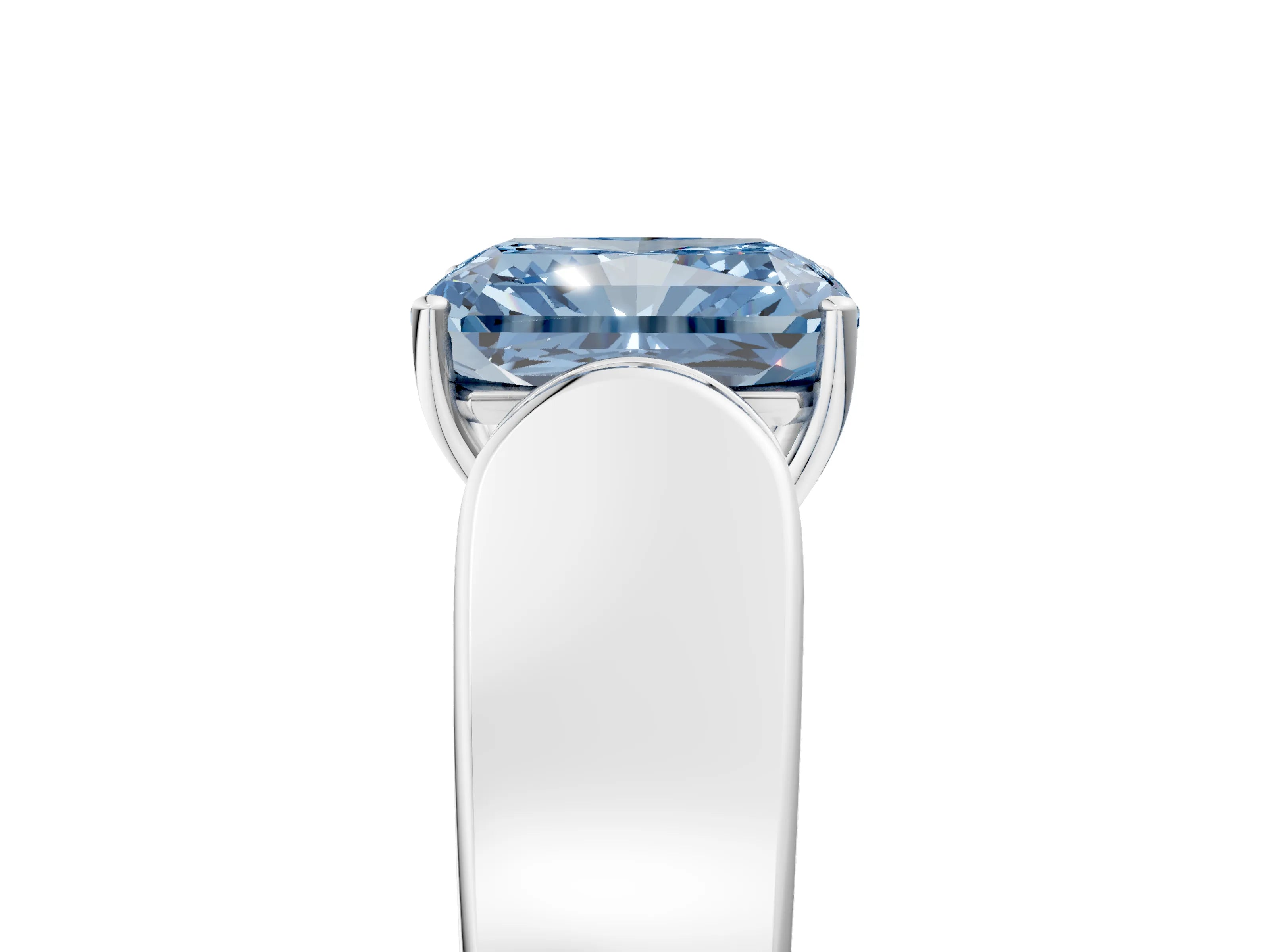 White gold Fancy Blue Radiant Cut Cut Diamond Channel Set Solitaire Ring with Four-Prong Setting_5