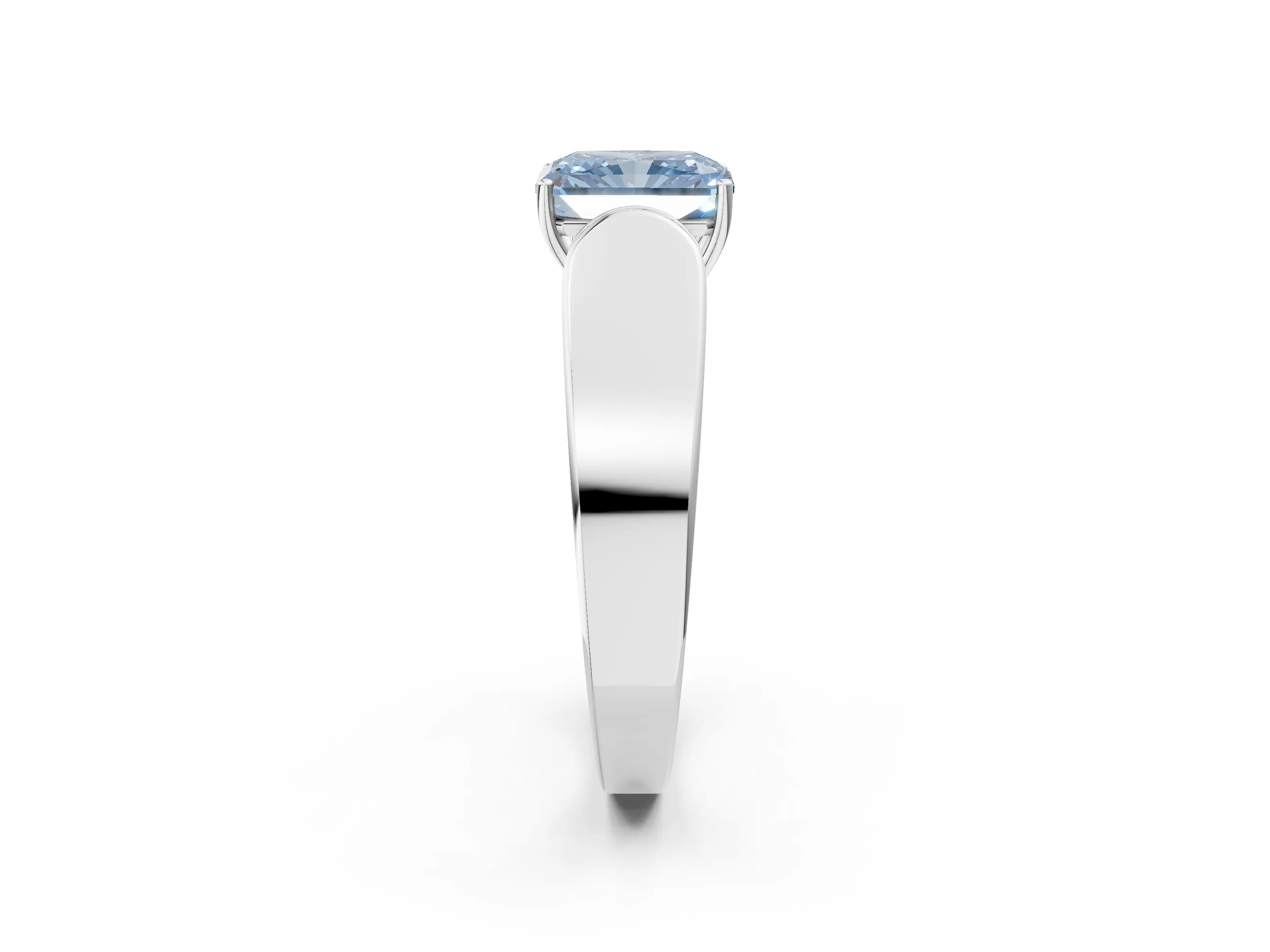White gold Fancy Blue Radiant Cut Cut Diamond Channel Set Solitaire Ring with Four-Prong Setting_98