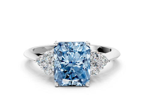White gold Fancy Blue Radiant Cut Cut Diamond Cluster Ring with Solitaire Band and Four-Prong Setting_36