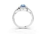 White gold Fancy Blue Radiant Cut Cut Diamond Halo Engagement Ring with Open Split Pavé Band_3
