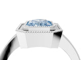 White gold Fancy Blue Radiant Cut-Cut Diamond Halo Engagement Ring with Pave Band and Prong Setting_4