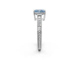 White gold Fancy Blue Radiant Cut Cut Diamond Milgrain Pave Band Four-Prong Setting Ring_17