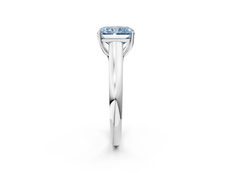 White gold Fancy Blue Radiant Cut Cut Diamond Solitaire Engagement Ring with Tapered Plain Band and Four-Prong Setting_14
