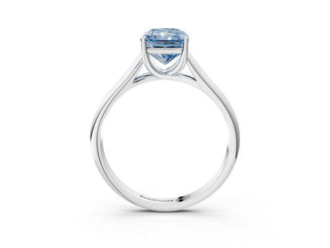 White gold Fancy Blue Radiant Cut Cut Diamond Solitaire Engagement Ring with Tapered Plain Band and Four-Prong Setting_15