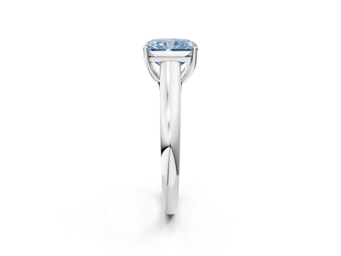 White gold Fancy Blue Radiant Cut Cut Diamond Solitaire Engagement Ring with Tapered Plain Band and Four-Prong Setting_2