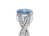 White gold Fancy Blue Radiant Cut Cut Diamond Twisted Band with Milgrain Pave Setting and Four-Prong Setting_17