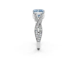 White gold Fancy Blue Radiant Cut Cut Diamond Twisted Band with Milgrain Pave Setting and Four-Prong Setting_2