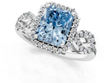 White gold Fancy Blue Radiant Cut Cut Halo Diamond Infinity Band with Four-Prong Setting_1
