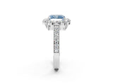 White gold Fancy Blue Radiant Cut Cut Halo Diamond Pavé Engagement Ring with Milgrain Detailing_14