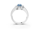 White gold Fancy Blue Radiant Cut Cut Halo Diamond Pavé Engagement Ring with Milgrain Detailing_15