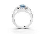 White gold Fancy Blue Radiant Cut Cut Halo Split Shank Prong Set Ring_3