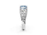 White gold Fancy Blue Radiant Cut Cut Milgrain Pave Diamond Engagement Ring with Four-Prong Setting_29