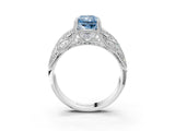 White gold Fancy Blue Radiant Cut Cut Milgrain Pave Diamond Engagement Ring with Four-Prong Setting_30