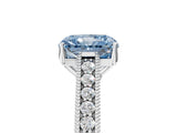 White gold Fancy Blue Radiant Cut Cut Pave Band Milgrain Solitaire Ring_11