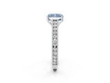 White gold Fancy Blue Radiant Cut Cut Pave Band Milgrain Solitaire Ring_2