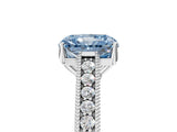 White gold Fancy Blue Radiant Cut Cut Pave Band Milgrain Solitaire Ring_5