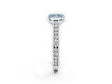 White gold Fancy Blue Radiant Cut Cut Pave Band Milgrain Solitaire Ring_8
