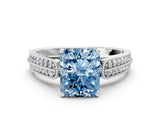 White gold Fancy Blue Radiant Cut Cut Pave Split Shank Engagement Ring with Four-Prong Setting_12