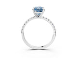 White gold Fancy Blue Radiant Cut Diamond Brilliant Solitaire Ring with Pavé Band and Four-Prong Setting_15