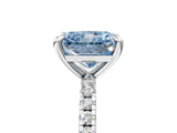 White gold Fancy Blue Radiant Cut Diamond Brilliant Solitaire Ring with Pavé Band and Four-Prong Setting_17