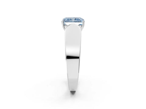 White gold Fancy Blue Radiant Cut Diamond Channel Set Solitaire Ring with Four-Prong Setting_16