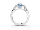 White gold Fancy Blue Radiant Cut Diamond Channel Set Solitaire Ring with Four-Prong Setting_17