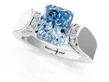 White gold Fancy Blue Radiant Cut Diamond Channel Set Solitaire Ring with Four-Prong Setting_46