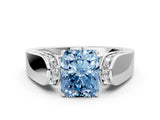 White gold Fancy Blue Radiant Cut Diamond Channel Set Solitaire Ring with Four-Prong Setting_50