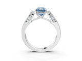 White gold Fancy Blue Radiant Cut Diamond Channel Set Solitaire Ring with Four-Prong Setting_52