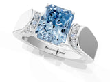 White gold Fancy Blue Radiant Cut Diamond Channel Set Solitaire Ring with Four-Prong Setting_70