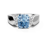 White gold Fancy Blue Radiant Cut Diamond Channel Set Solitaire Ring with Four-Prong Setting_86