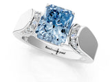 White gold Fancy Blue Radiant Cut Diamond Channel Set Solitaire Ring with Four-Prong Setting_88