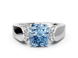 White gold Fancy Blue Radiant Cut Diamond Channel Set Solitaire Ring with Four-Prong Setting_92