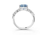 White gold Fancy Blue Radiant Cut Diamond Cluster Pavé Band with Four-Prong Setting_6
