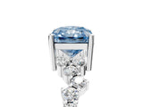White gold Fancy Blue Radiant Cut Diamond Cluster Pavé Band with Four-Prong Setting_8