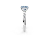 White gold Fancy Blue Radiant Cut Diamond Cluster Side Stone Solitaire Ring with Prong Setting_80