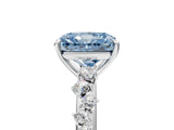 White gold Fancy Blue Radiant Cut Diamond Cluster Side Stone Solitaire Ring with Prong Setting_83