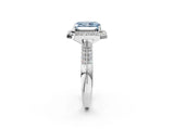 White gold Fancy Blue Radiant Cut Diamond Double Halo Ring with Split Shank and Four-Prong Setting_14