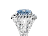 White gold Fancy Blue Radiant Cut Diamond Double Halo Ring with Split Shank and Prong Setting_32