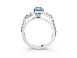 White gold Fancy Blue Radiant Cut Diamond Engagement Ring with Baguette Side Stones and Channel Set Band_22