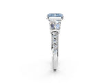 White gold Fancy Blue Radiant Cut Diamond Engagement Ring with Baguette Side Stones and Channel Set Band_22