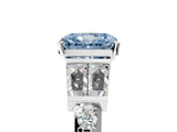 White gold Fancy Blue Radiant Cut Diamond Engagement Ring with Baguette Side Stones and Channel Set Band_25
