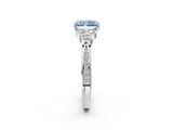 White gold Fancy Blue Radiant  Cut Diamond Engagement Ring with Bezel Set Round Side Stones and Prong Setting_51