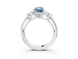 White gold Fancy Blue Radiant  Cut Diamond Engagement Ring with Bezel Set Round Side Stones and Prong Setting_52