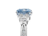 White gold Fancy Blue Radiant  Cut Diamond Engagement Ring with Bezel Set Round Side Stones and Prong Setting_54