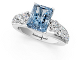 White gold Fancy Blue Radiant  Cut Diamond Engagement Ring with Pavé Band and Four-Prong Setting_4
