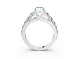 White gold Fancy Blue Radiant  Cut Diamond Engagement Ring with Pavé Band and Four-Prong Setting_6